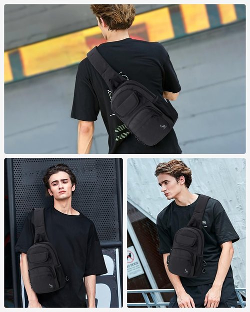 OIWAS Sling Bag Crossbody Backpack for Men, One Strap Backpack Hiking Daypack Chest Bag for Women Large Capacity Water Resistant Shoulder Bags (black)