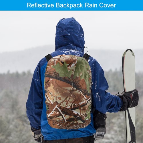 PATIKIL 30-40L Waterproof Rucksack Cover, 2 Pack Non-Slip Backpack Rain Cover for Travel, Hiking, Camping, Climbing, M, Leaf Camo