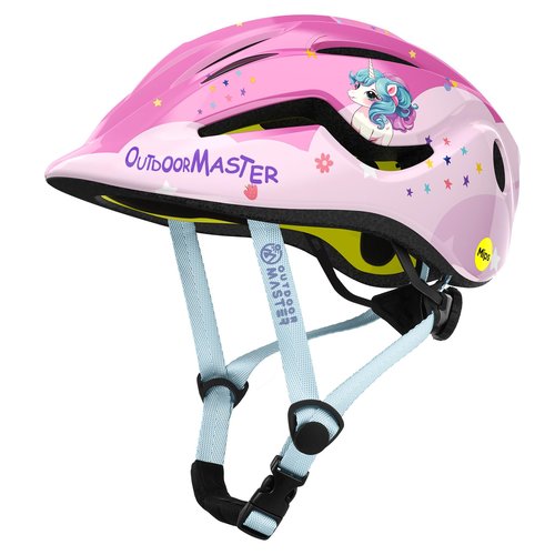 OutdoorMaster MIPS Kids Bike Helmet - Panther Jr. Toddler Helmet - Adjustable, Lightweight and Certified Kids Helmet - MIPS Bicycle Helmet for Kids Ages 5-13 - Pink Unicorn