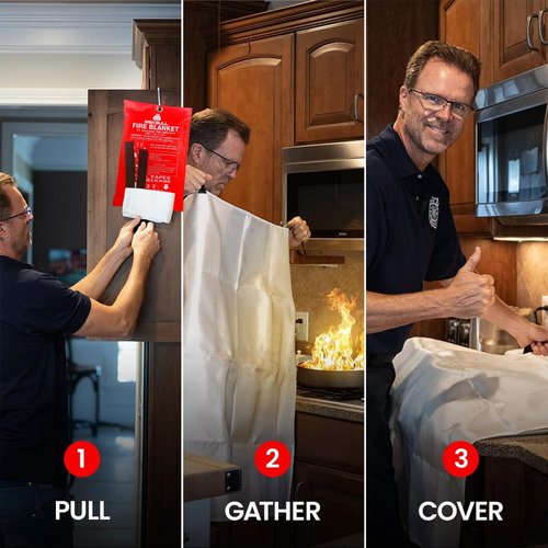 Emergency Fire Blanket for Home and Kitchen 2 Pack 40” x 40” Fiberglass Fire Safety Blanket Suppression Emergency With Gloves for School Fireplace Grill Car Office Garage Welding Warehouse Safety