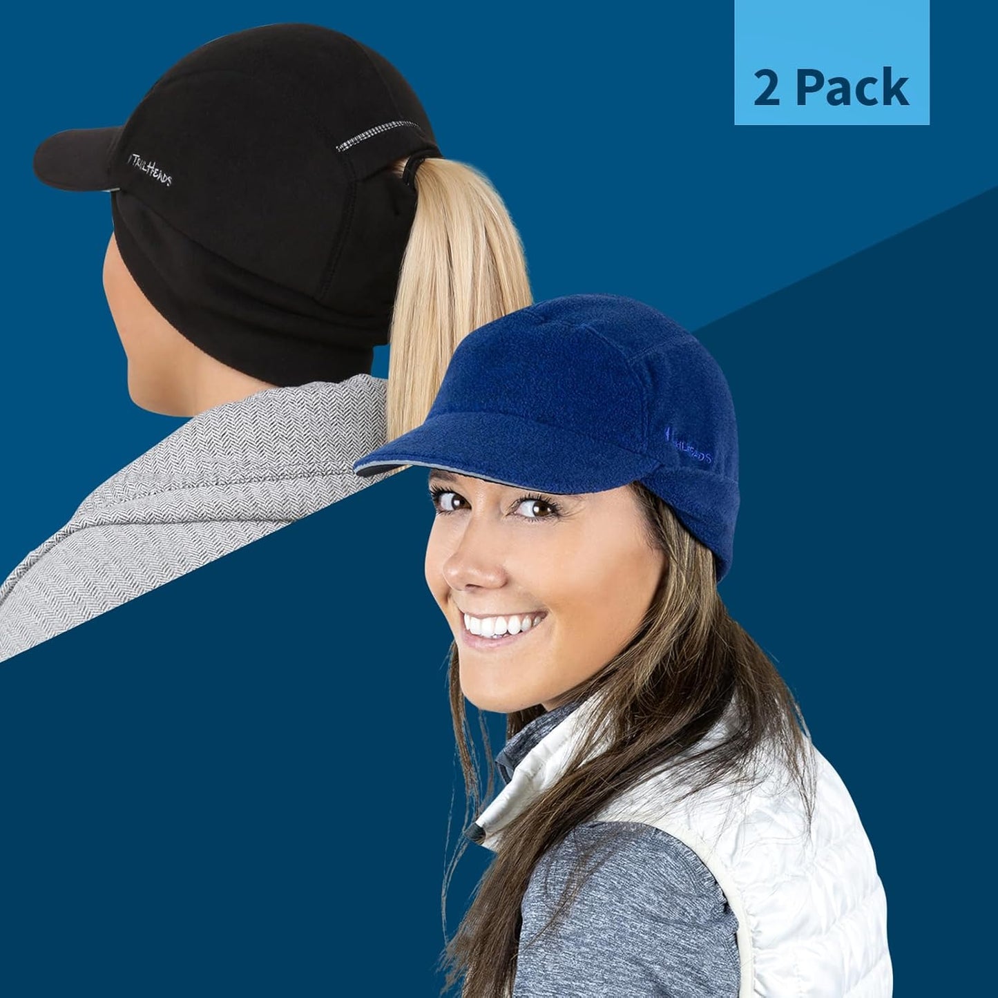 TrailHeads Fleece Ponytail Hat for Women – Trailblazer Reflective Winter Hat with Ponytail Hole for Workouts