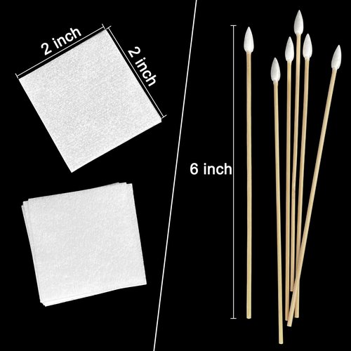 Gun Cleaning Supplies Kit – 2" Lint-Free Cleaning Patches and 6" Pointed Cotton Swabs for All Caliber Pistols, Rifles, and Shotguns | Essential Firearm Maintenance for Gun Owners and Beginners