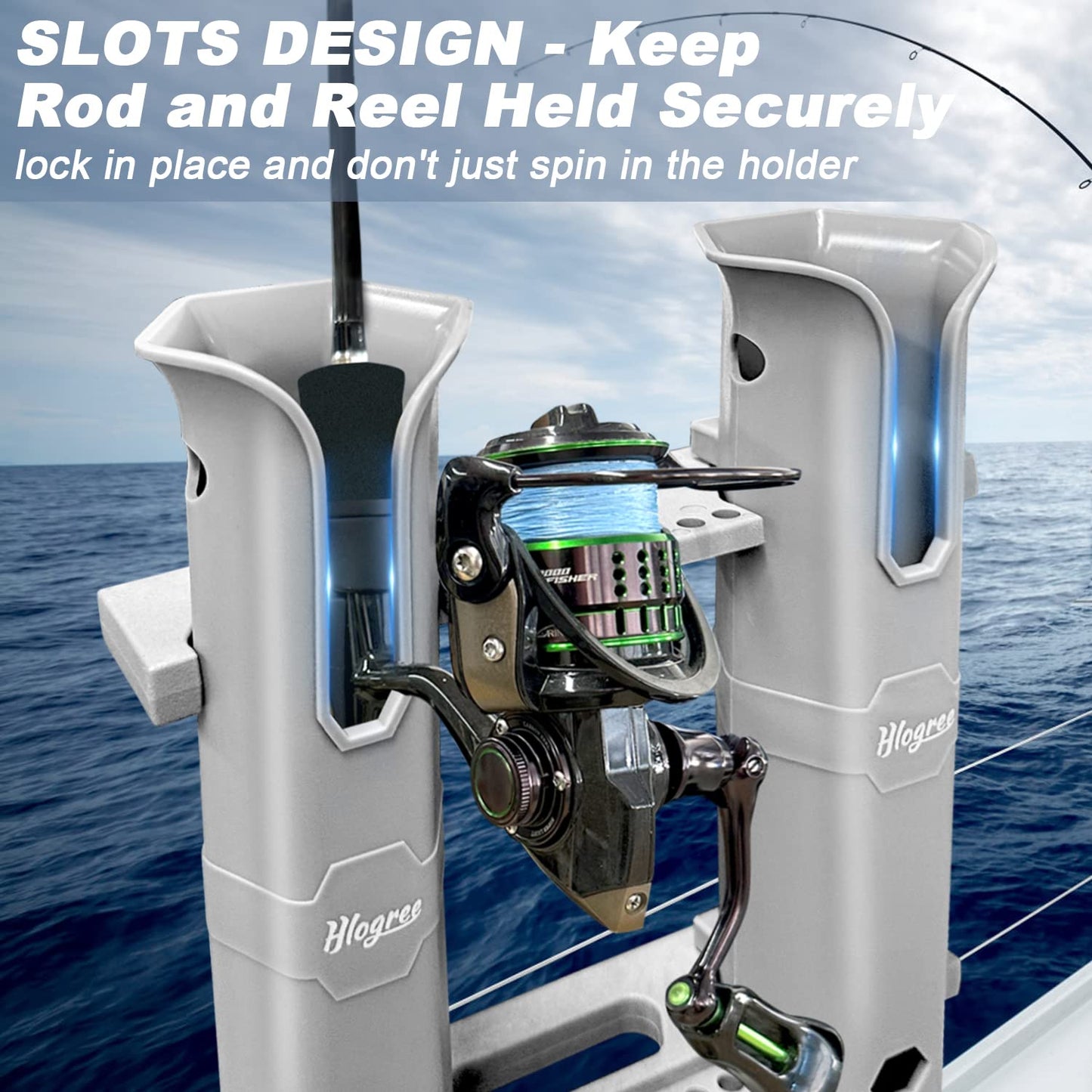 Hlogree Fishing Rod Holder for Boats,Kayak Crate,Cooler,Fishing Tube Rod Holder Bracket,Pole Tube 4 Rod Rack with Screws,Side-Mount Plastic Fishing Pole Rack Holder (Holds 4 Rods)