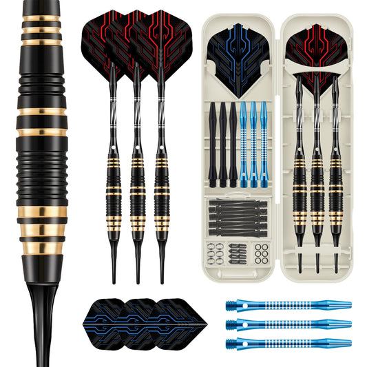 HUANQU Soft Tip Darts Set – 3 Pack Professional Darts Plastic Tip | Includes Extra Darts Tips/Flights/Shafts &Darts Case Accessories，Soft Tip Darts for Electronic Dart Board for Adults Darts