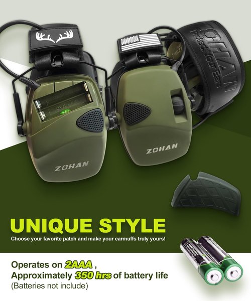 ZOHAN EM054 Electronic Shooting Ear Protection with 4X Sound Amplification, Ear Protection Muffs for Gun Range, NRR 23db Noise Reduction Hearing Protection Headphones