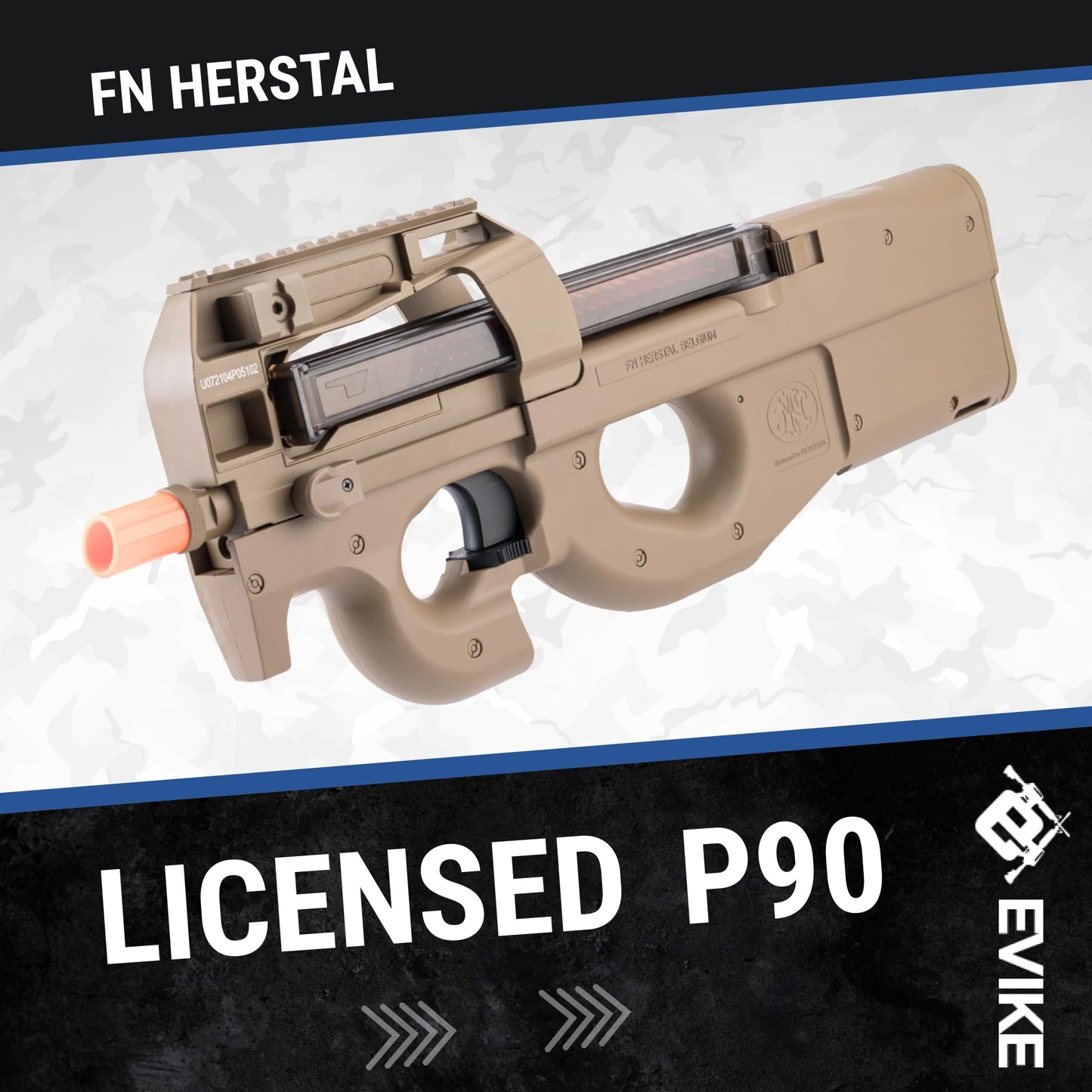 Evike Airsoft - FN Herstal Licensed P90® Full Size Metal Gearbox AEG Airsoft (Color: Dark Earth/Gun Only)