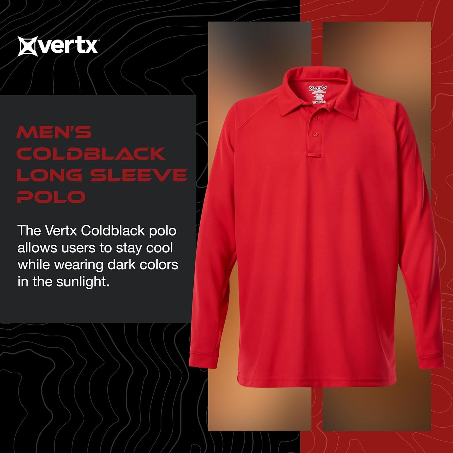 Vertx Mens Tactical Polo Shirt, Long Sleeve T-Shirt, Breathable, Tactical Clothing Gear, Police, Security, Relaxed Fit
