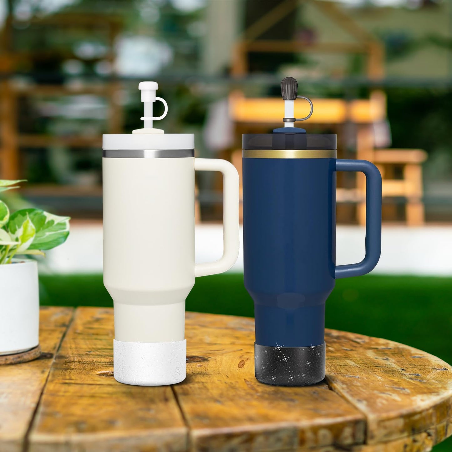 Alwenid Silicone Spill Proof Stopper Set and Protective Boot for Stanley 40oz 30oz Tumbler, Leak Proof Straws Topper, Cover Cap and Anti Slip Bottle Bottom Boot Sleeve for Stanley Mug Cup