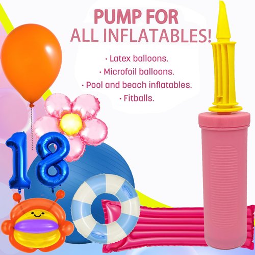 WARMGBOXCO Balloon Hand Pump,Balloon Pump Hand Two-Way Dual Action,Air Pump for Balloons for Birthday Party Decorations, Portable Hand Pump for Balloons. (Pack of 2)