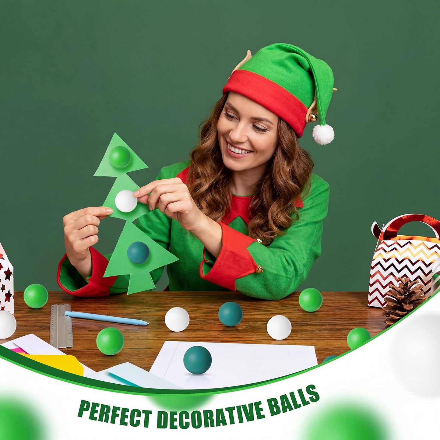 Libima 120 Pack Colored Table Tennis Balls 40 mm Plastic Balls Bulk for 4th of July Carnival Wedding Pool Games, DIY Arts, Pet Toys, School Patriotic Activities(Dark Green, Light Green, White)