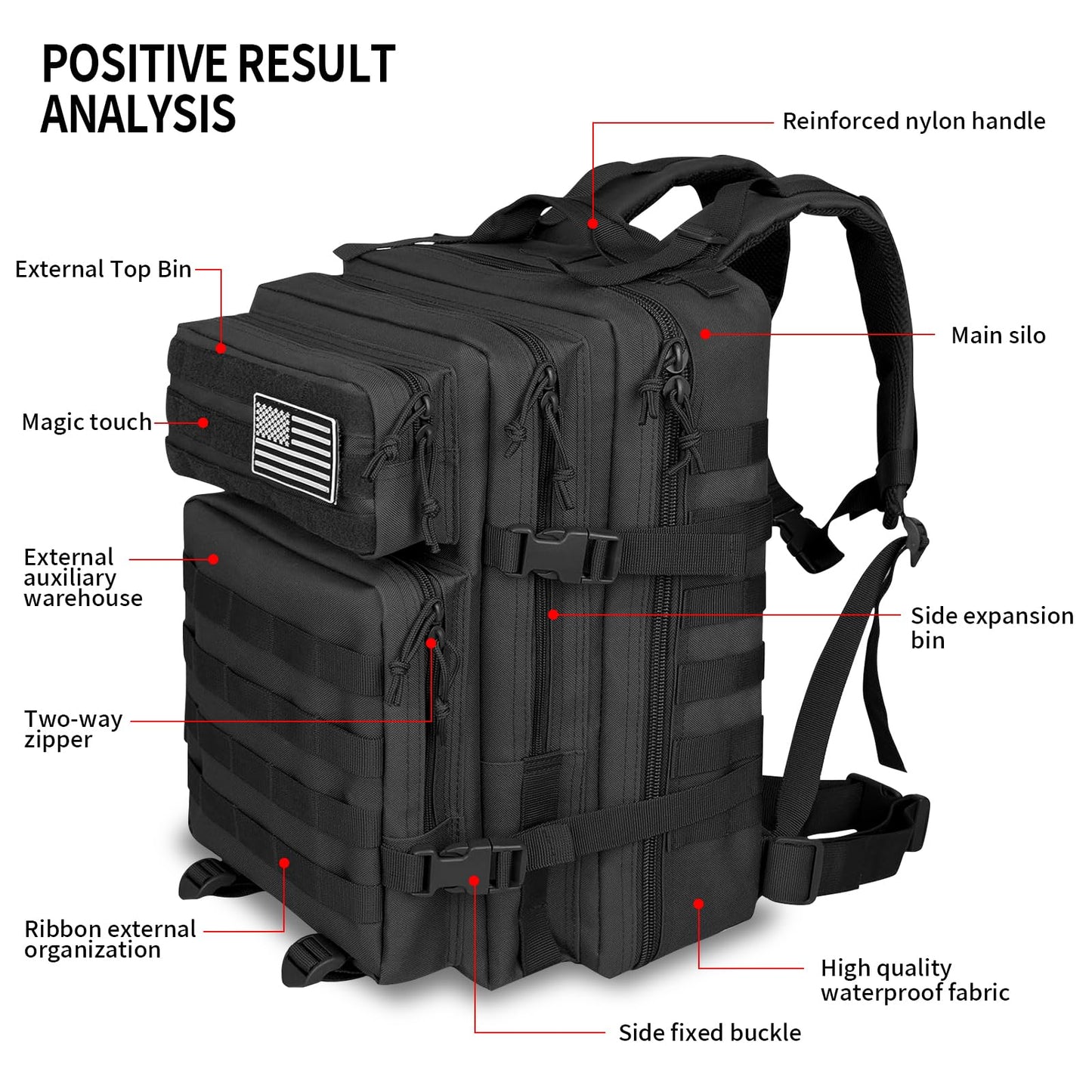 ILLINOS Tactical Backpack For Men Camping Rainproof 47L, Suitable For Mountaineering, Outdoor Travel Military Tactical Backpack,3-Day Assault Military Backpack，Men's And Women's Rucksack