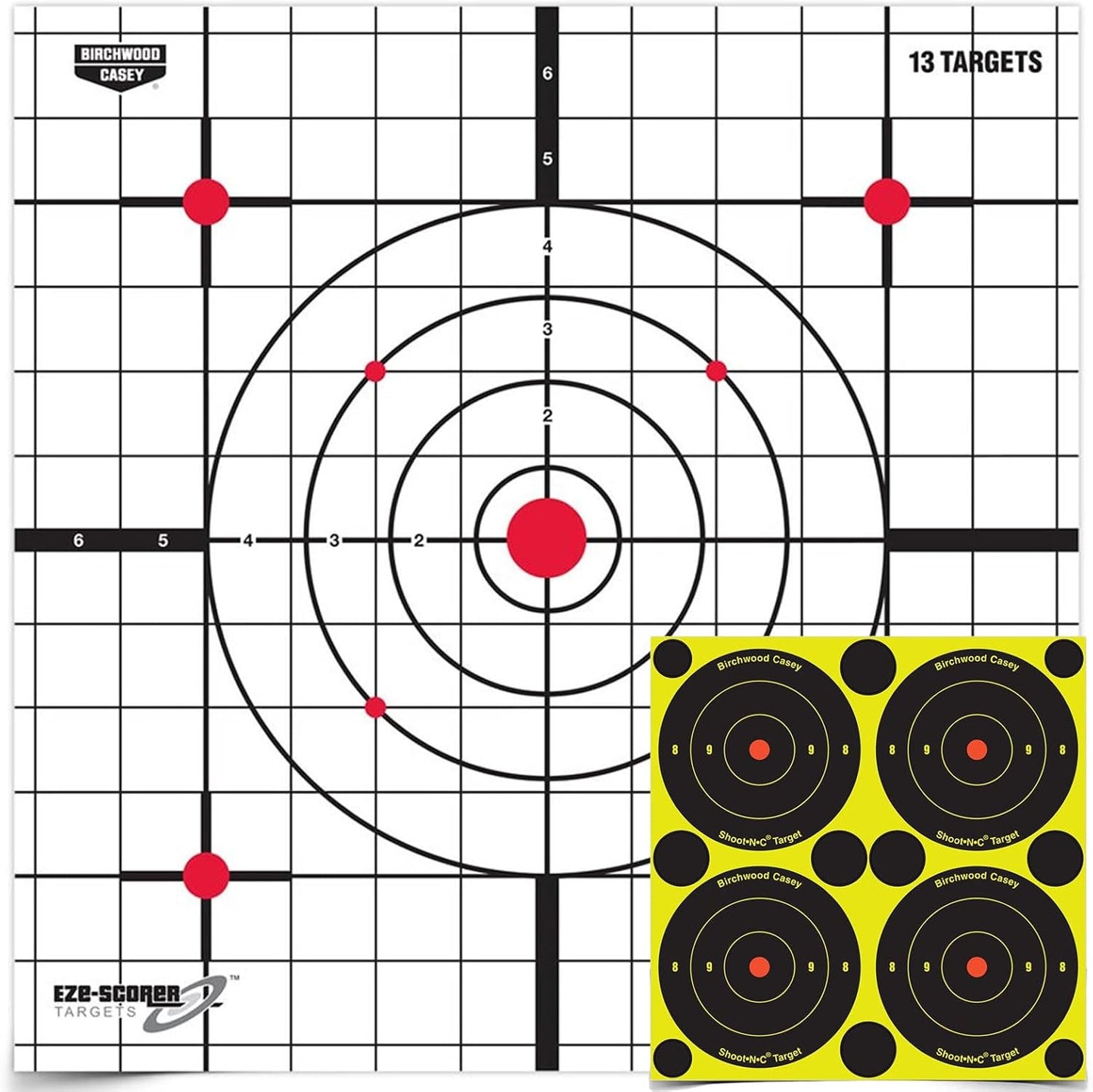 Birchwood Casey 12" Eze-Scorer Sight-in Practice Shoot-Up Brilliant White Paper Targets for Indoor and Outdoor Use