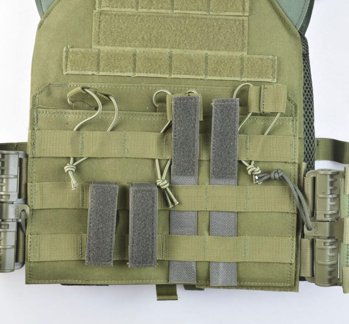 JFFCESTORE Hook&Loop Adapter Strips Tactical Morale Patches Panel Molle Strips Attachment for Tactical ID Patches Badges and Insignia Patches (Green)