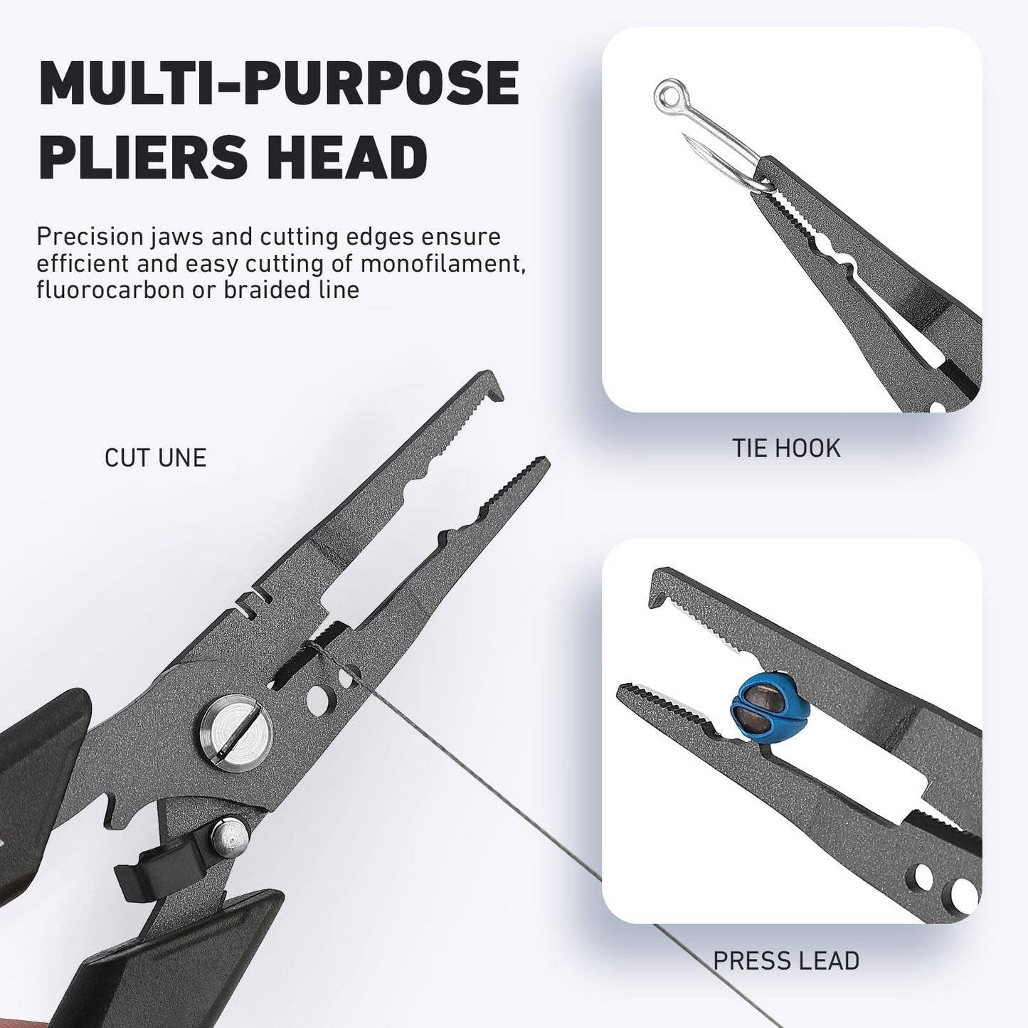 Golden J Teflon Fishing Pliers, Multi-Function Hook Remover-Split Ring Pliers, PE/Braided Line Cutter, Saltwater Resistant Fishing Gear, For Deep-Sea, Ice & Surf Fishing - Ideal for Anglers