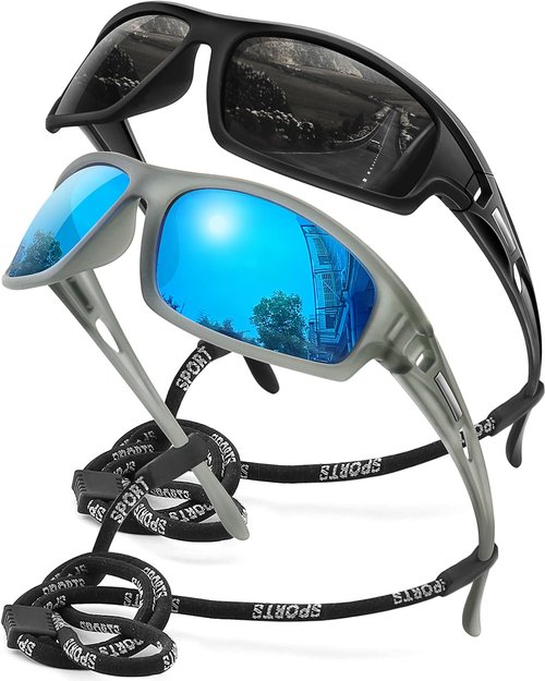 AWGSEE Polarized Sports Sunglasses for Men 100% UV Protection Wrap Around Unbreakable Sun Glasses for Fishing Driving