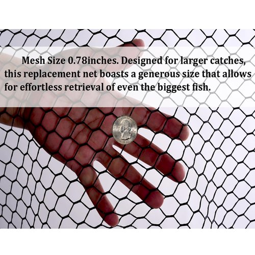 Rubber Coated Replacement Fishing Net Hook Resist for Landing Net Black X-Large 34x30x36inches