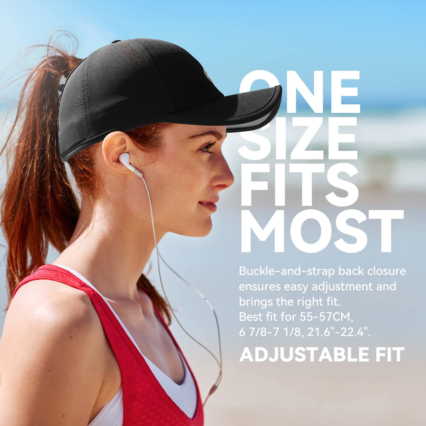 Gisdanchz Running Hat for Women with Ponytail Hole Womens Ponytail Hat Tennis Golf Sport Workout Exercise Gym Runner Hats Quick Dry Performance Ponyback Baseball Hats with Ponytail Hole, Black