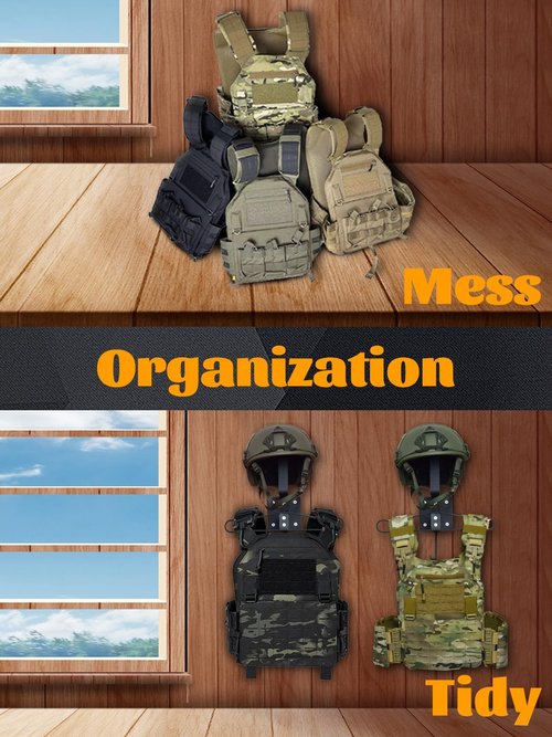 ULIONTAC Tactical Accessory Display Rack Ferrous with Helmet Holder Multipurpose Wall Mount Organizer for Motorcycle, Cycling, and Sports Gear