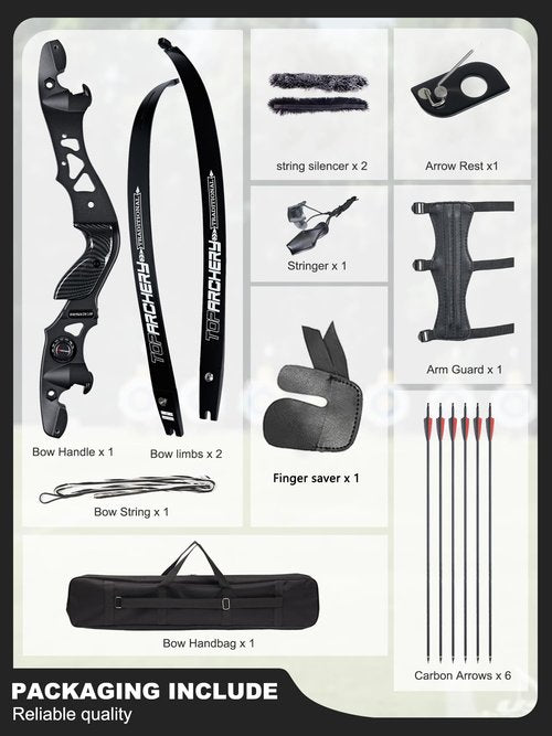 TOPARCHERY ILF Takedown Recurve Bow for Adult & Youth Beginner,Bow and Arrow Set 62" Recurve Hunting Bow for Outdoor Training Practice Right Hand (50lb)
