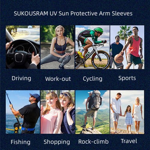 SUKOUSRAM 3 Pair UV Arm Sleeves with Visibility Reflective Safety Sun UV Protection Reflective Strap Arm Sleeves Cooling Effect for Men Women Outdoor Sports Activities Tattoo Cover