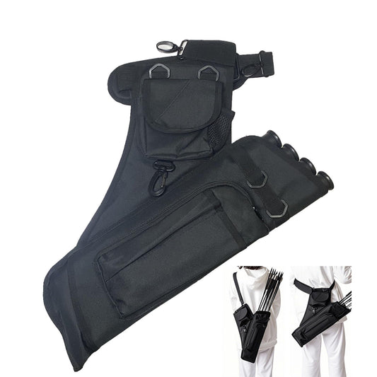 ARusyna Archery Hip Quiver for Arrows with 4 Arrow Tubes Arrow Holder, Pockets for Accessories and Waist Belt