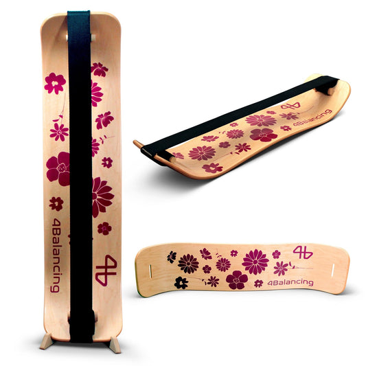 4Balancing Balance Trainer for Adults - Slackboard Standing Desk Balance Board and Home Workout Equipment, Balancing Trainer for Yoga, Strength, Coordination, Concentration - Flowers with Stems