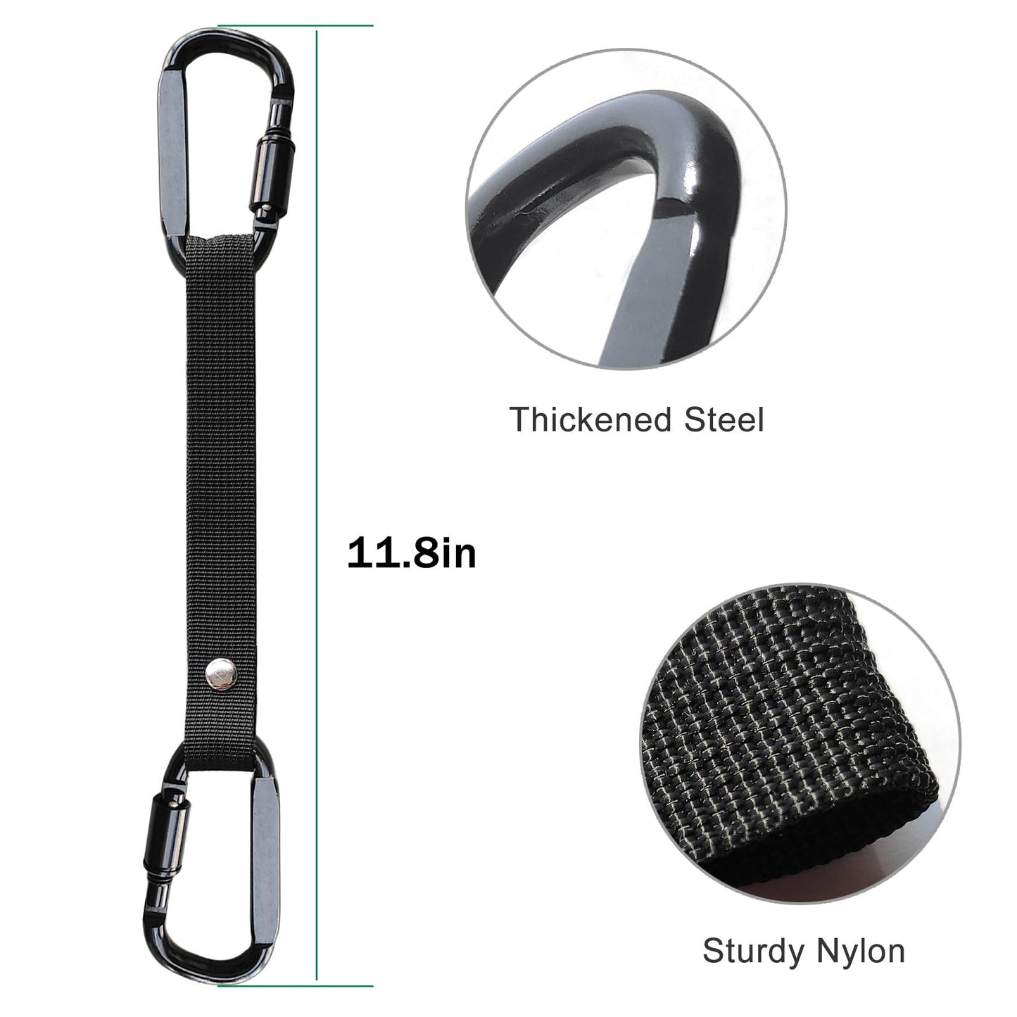 Fence Hooks for Baseball Bag, Softball, Camping, Multifunctional Carabiner Hanging Backpack, Water Bottle (Black) (2)