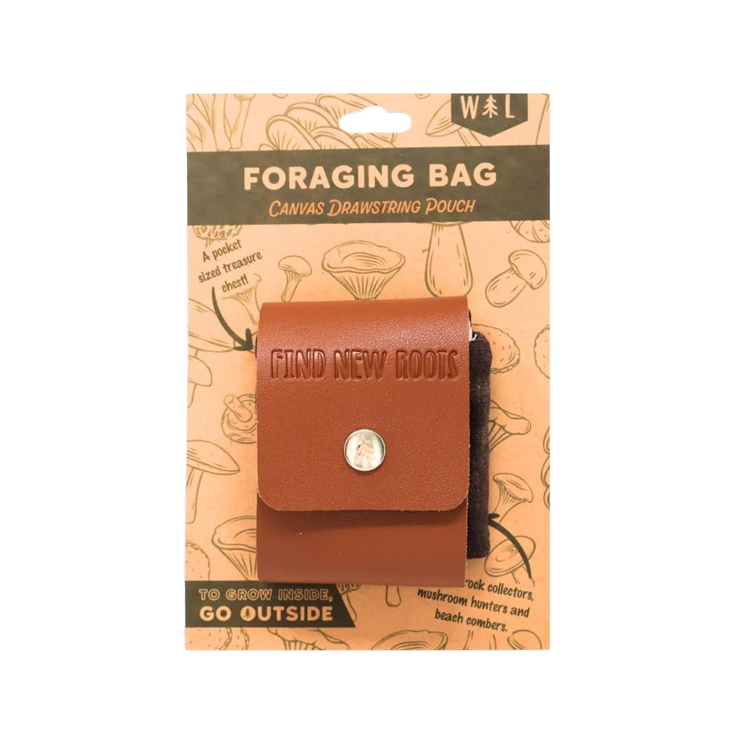 Foraging Bag Outdoor Water-Resistant Waxed Canvas Carrying Bag with Two Sturdy Belt Snaps for Collecting Rocks Plants Shells and More!