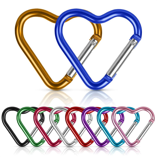 10 Pcs Heart Carabiner Clip for Keys – Mini Heart Shaped Carabiner Clip Set for Backpacks, Keychains, Lanyards & Crafts – Lightweight Aluminum Key Clips in Assorted Bright Colors for Daily Use & Gifts
