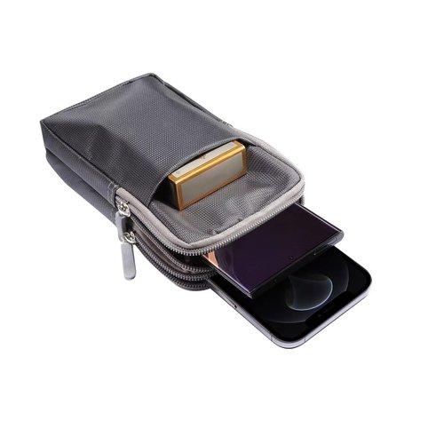 Cell Phone Holster with Belt Clip for Men,Vertical cell phone Waist Bag, Outdoor Trave Clutch Bag Card Holder Mobile phone Belt Loop Pouch Mini Waist Pocket for Hiking, Camping with Carabiner Hook
