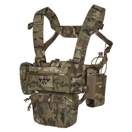 YAKEDA Tactical Chest Mini Rig Vest/Training Mini Rig Adjustable & Detachable with Wing Pouch, Dangler Pouch (MC)