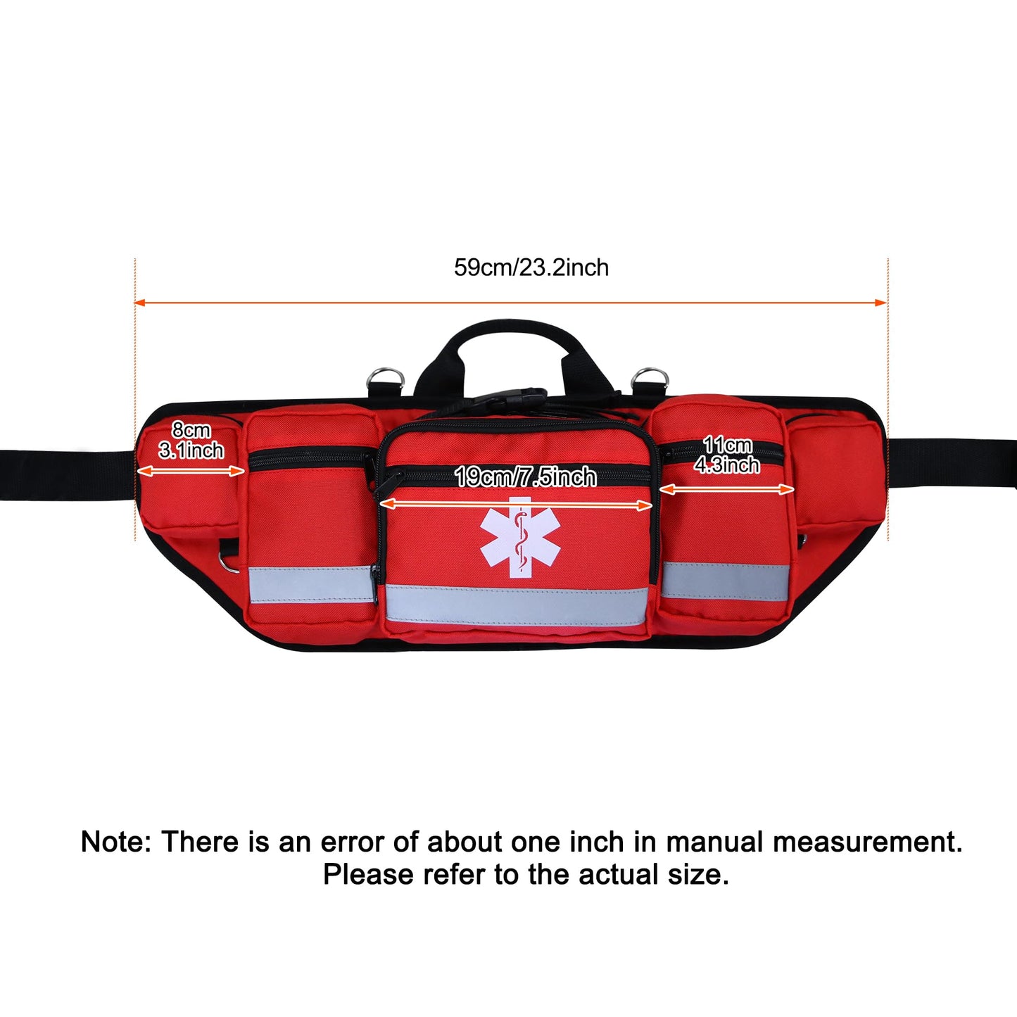 Professional First Aid Waist Pack,Medical Trauma Bag with Reflective,Portable First Aid Fanny Pack for Emergency at Home and Work,Outdoors,Hiking(Red)