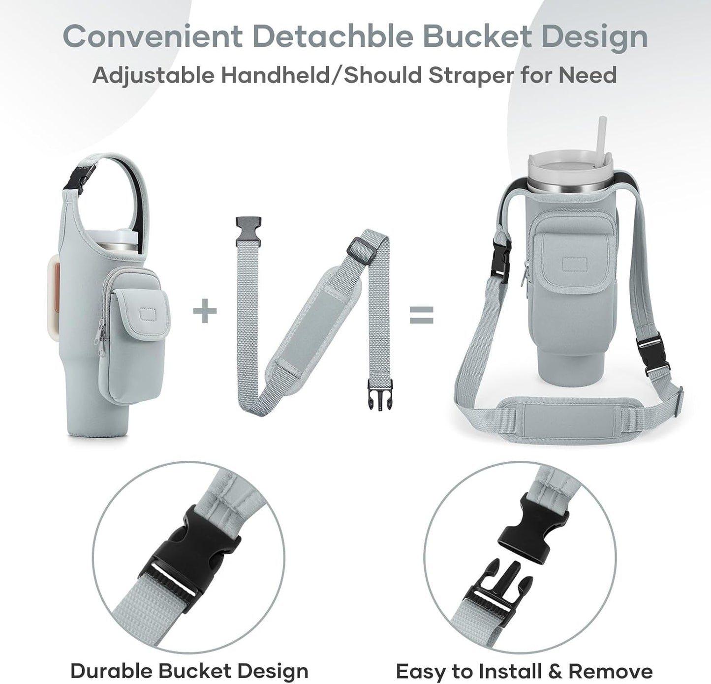 Insulated Neoprene Carrier Bag for Stanley 40/30oz Tumbler | Phone & Flap Pockets