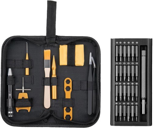 QUA'ANNYU [Upgraded Version] Fishing Reel Maintenance Kit | Reel Cleaning Kit | Fishing Reel Care Kit | Fishing Rod Repair Kit | 24 in 1 Screwdriver (Basic Set + 24-in-1 Screwdriver)