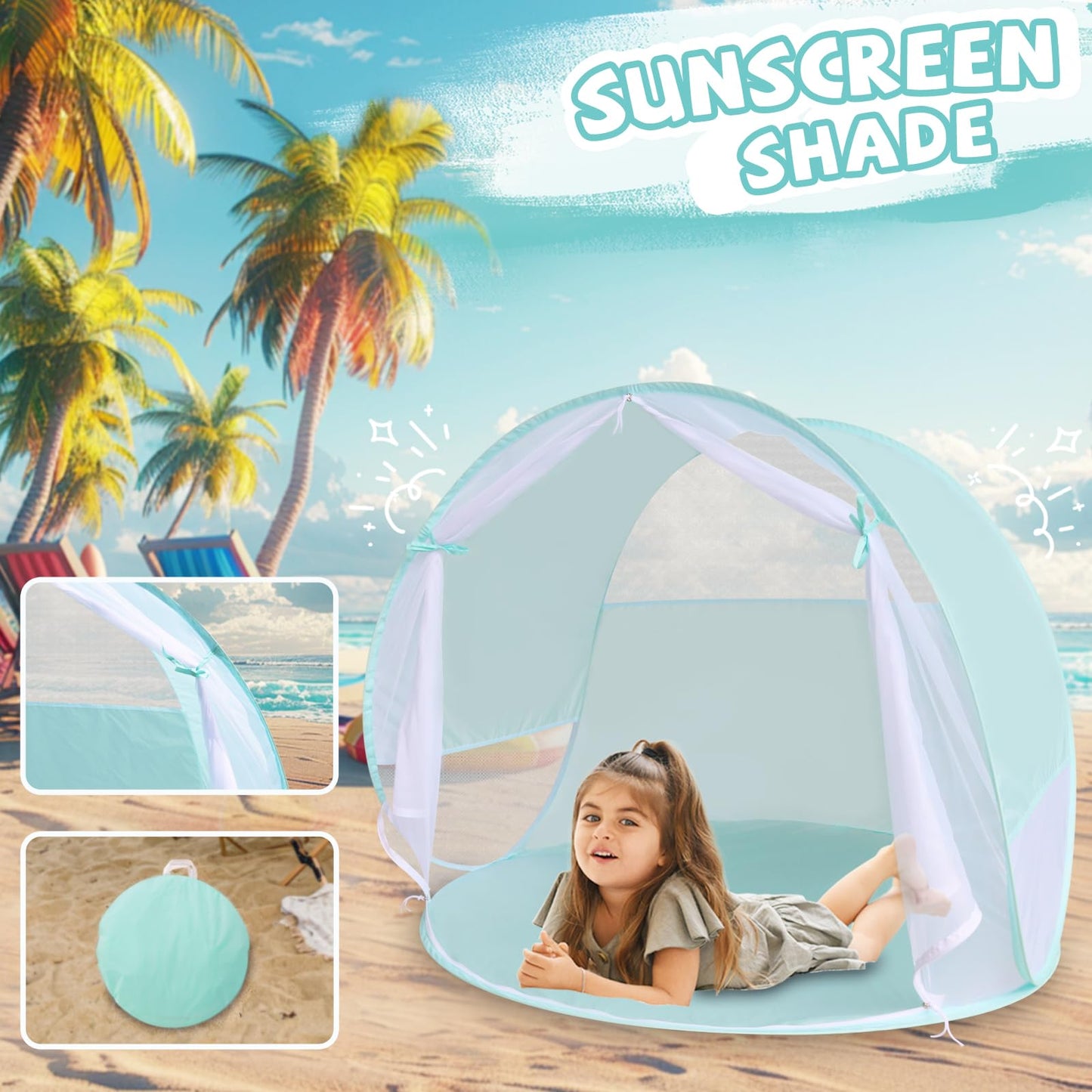 Action Air Portable Anti-UV Pop-Up Beach Tent- Ultimate Sun Shelter & Kids' Play Tent (Green)