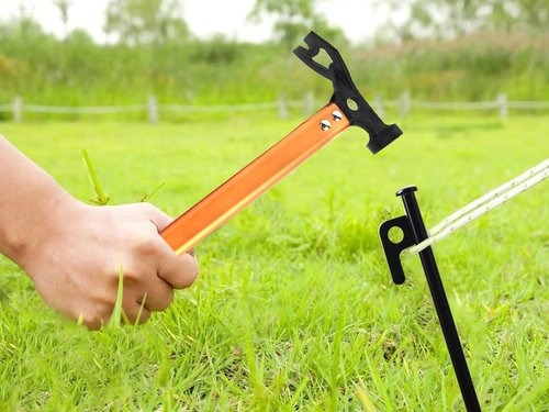 RIY Tent Stakes,8Pcs Heavy Duty 12Inch Steel Tent Stakes with 12 Inch Camping Hammer