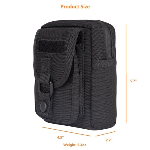 TACNEX Duty Belt Pouch Compact Waist Cellphone Bag Heavy Duty Nylon Tactical Utility Gear Gadget Tool EDC Pouches for Police Law Enforcement Security Officer (Flap with Snap Standard Size)