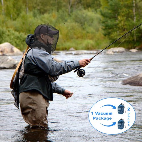 South to East Premium Mosquito Head Net for Insect, 2 Pack, Fly & Bug Protection | Ultra Large & Long, Extra Fine Holes for Camping, Hiking, Fishing, Gardening, Safari, Fits All Hats for Men & Women