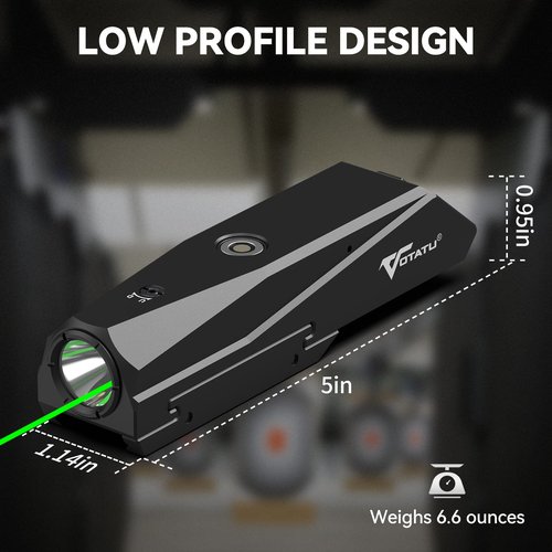 VOTATU P9L-G Tactical Light Laser Combo - 1600 Lumens LED & Green Laser Sight for Picatinny Rails with Magnetic Charger and Momentary/Constant-on Switch