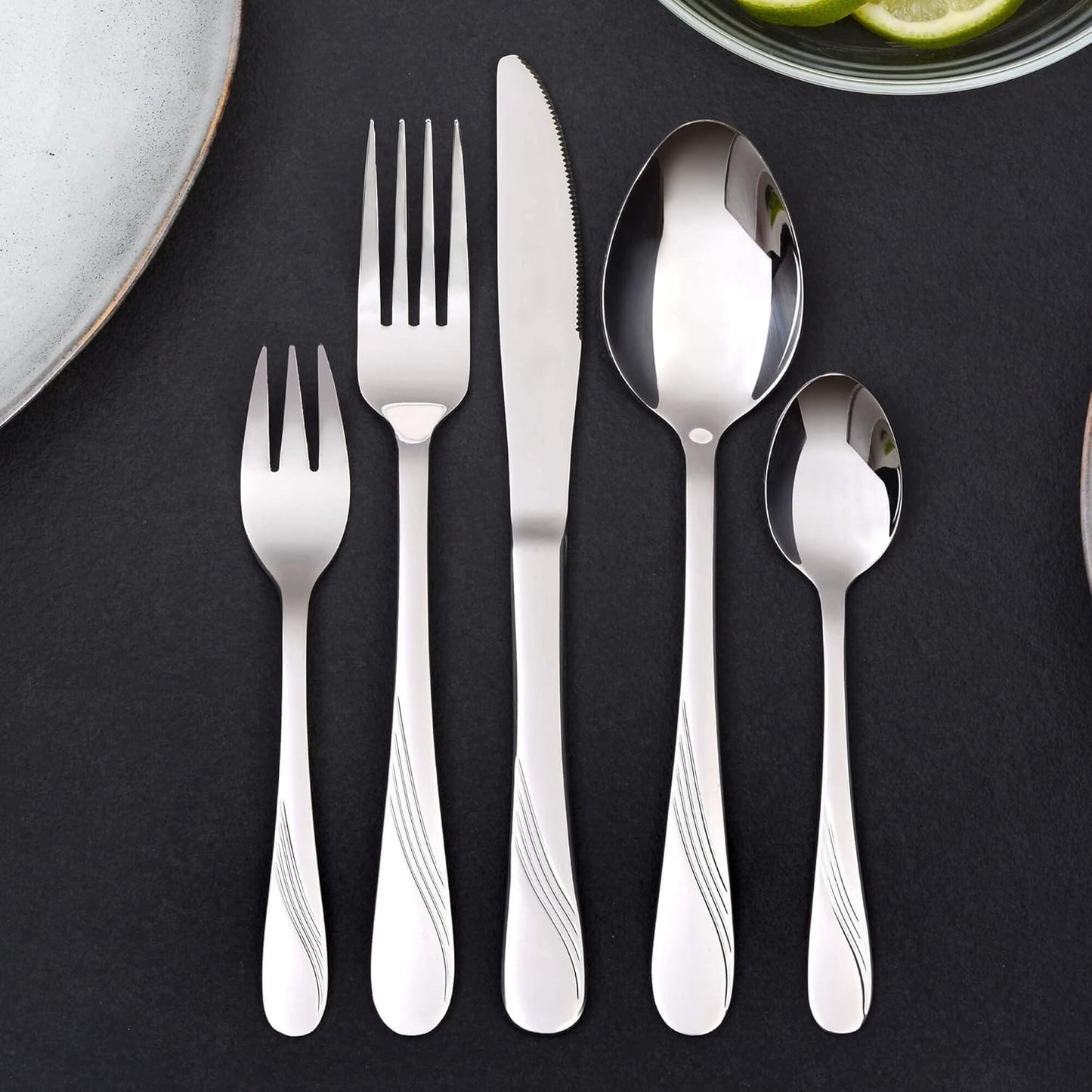 cutlery set for 6 persons made of stainless steel, table cutlery set, nickel free, stainless, hand polished, dishwasher safe - Stralsund Series