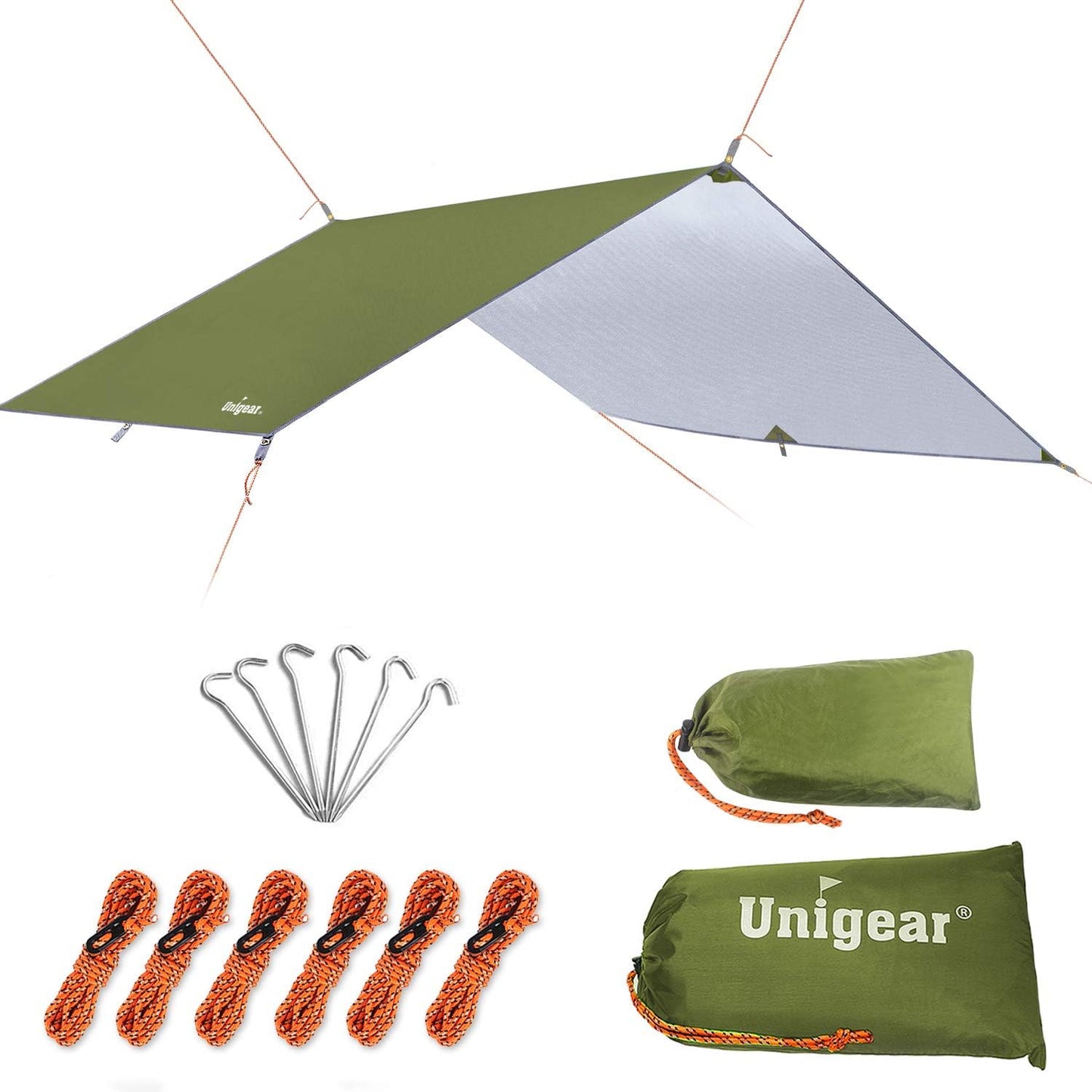 Unigear Hammock Rain Fly, 16.4/14.4/13/10ft Camping Tarp, UV Protection & Waterproof & Lightweight for Camping, Backpacking and Outdoor Adventure (Brown,10 * 10ft)
