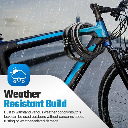 Flexzion Bicycle Lock Cable - 4 Feet, 5/16 Inch (8mm) Diameter Steel Bike Lock Cable, Compact & Easy to Use, with Pre-Set 4 Digit Bike Lock Combination - Security for Bicycles, Scooters, & Gates