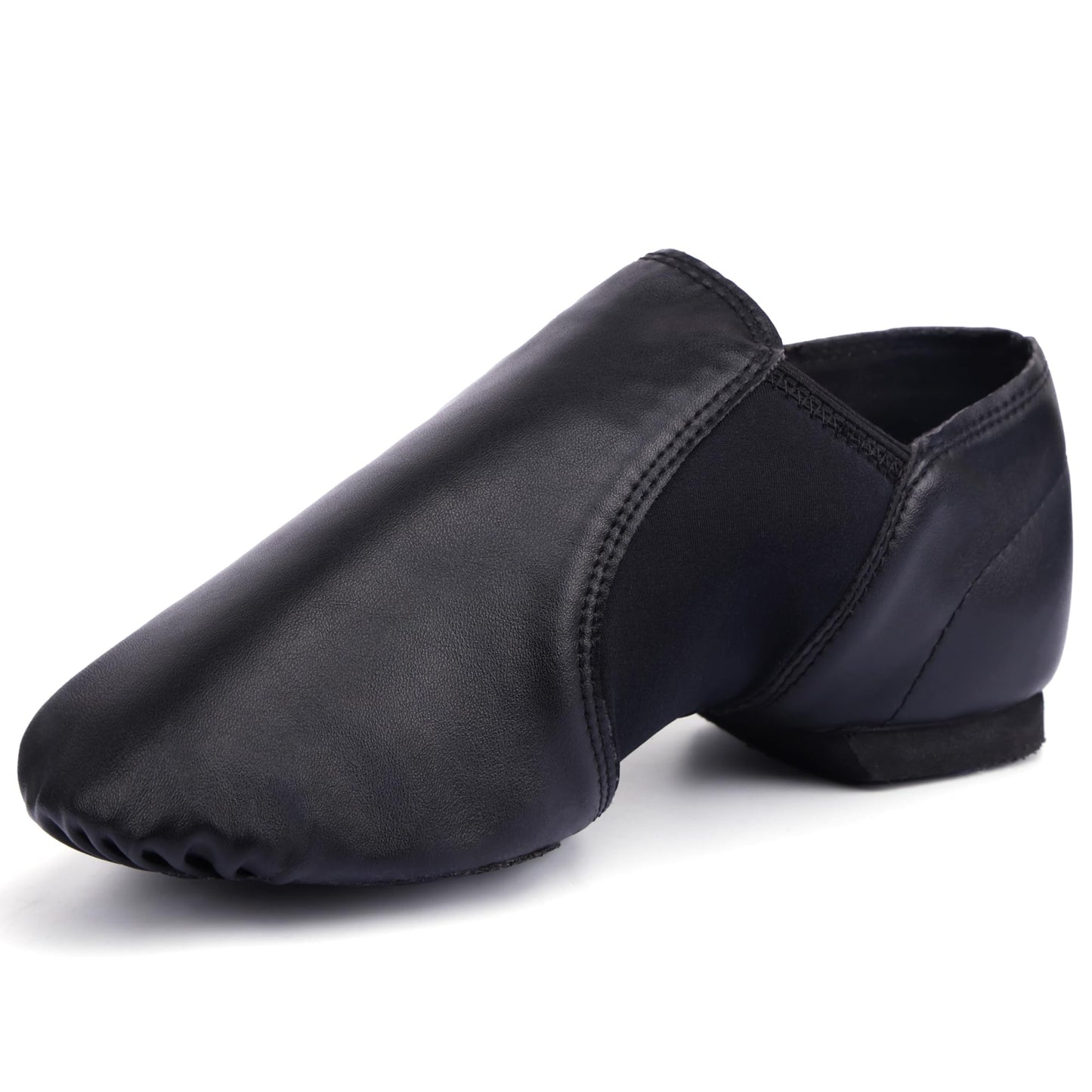Linodes Unisex 006 PU Leather Upper Slip-on Jazz Shoe for Women and Men's Dance Shoes-Black 8M