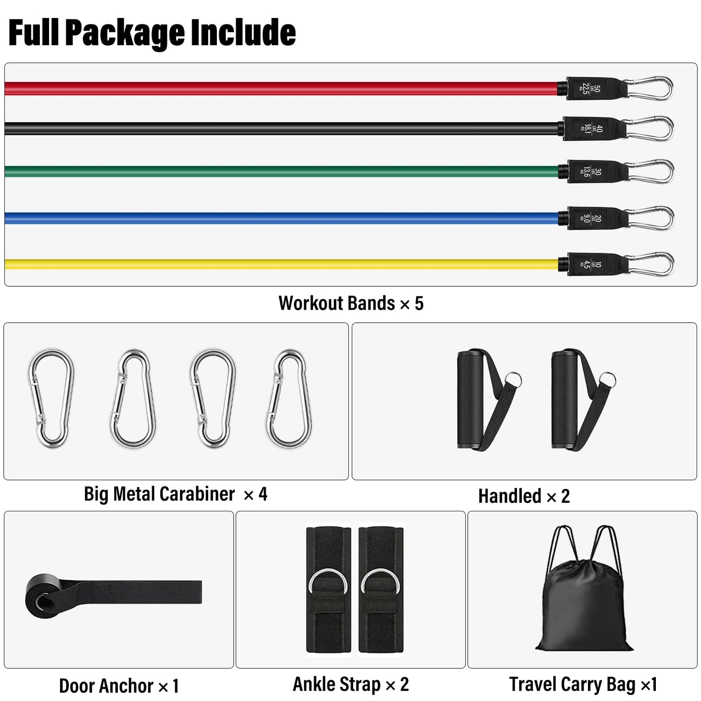 Homdat Exercise Bands, Resistance Bands for Working Out with Handles for Men Women, Exercising Bands for Fitness with Door Anchor, Handles, Legs Ankle Straps for Muscle Training, Shape Body (150lbs)