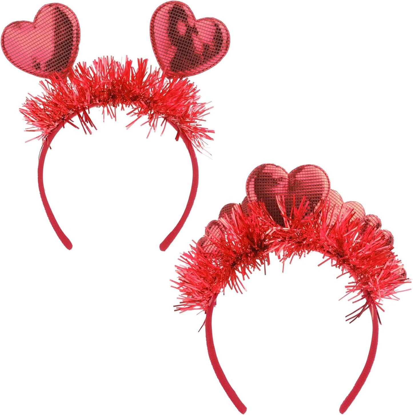 SIOTMERA Heart Headband-Red Love Heart Design for Adult| Widened & Thickened Non-Slip Lightweight, Makeup Washing Face| Heart Headpiece for Wedding Birthday Christmas Halloween Party Costume-2 Count