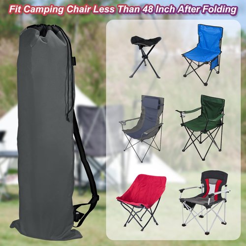 PATIKIL 47 Inch Camp Chair Replacement Bags, 2 Pack Heavy Folding Camping Chair Bag 900D Oxford Large Mouth Storage Bags with Shoulder Strap for Travel Camping, Gray