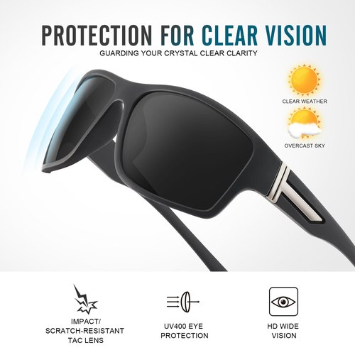 DEMIKOS Polarized Running Sunglasses for Men：Cycling Sun Glasses for Mens Womens Sports Sunglasses for Fishing Driving Wrap Around UV400 Protection Blue+Black+Red