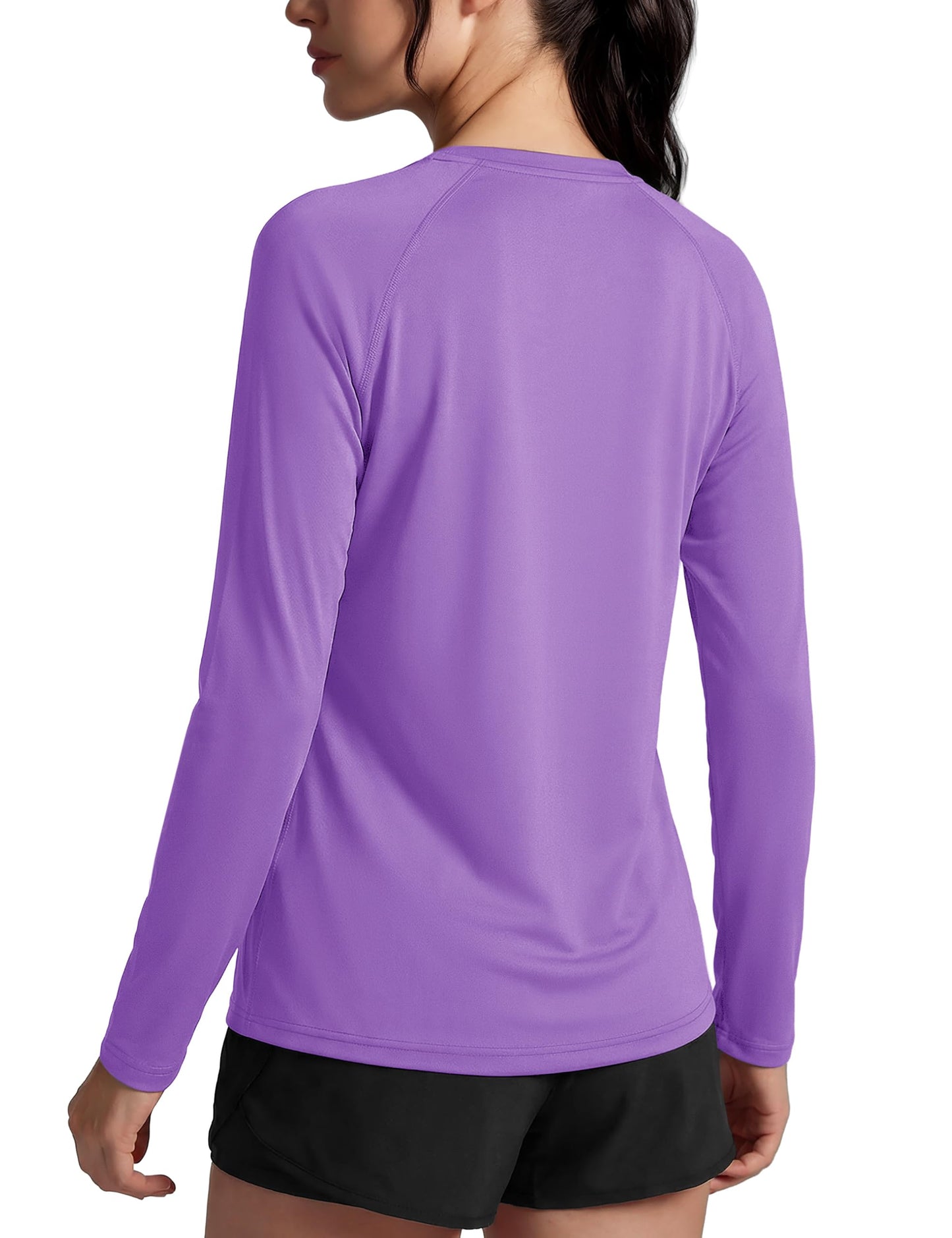 TACVASEN Women's UV Protection Shirts Long Sleeve UPF 50+ Rash Guard Quick Dry for Fishing Hiking Swim Workout Light Purple,M
