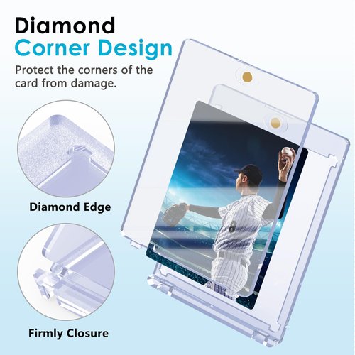 SAMYUCHO 100ct Magnetic Card Holder, 35pt Magnetic Card Holders for Trading Cards Display Case Protectors Sleeves Hard Plastic Cover for Sports Game Cards
