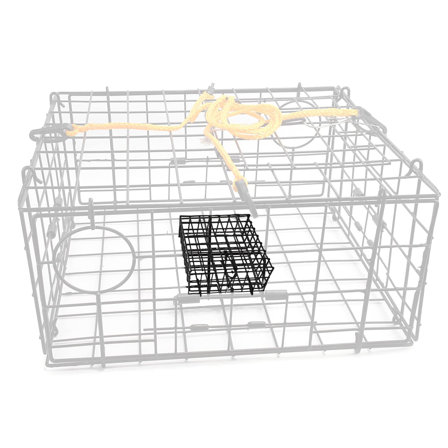A1FISHER 3Packs Vinyl-Coated Wire Crab Bait Cages for Crab Pot, 6"x6"x3" Black